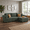 Green +Right Facing Chaise, variant on 102" Modular Sectional Sofa, L-Shaped Cloud Couch with Left Facing Chaise, No Assembly Corduroy Sleeper Sofa, Plush Deep Seat Modular Couch with Toss Pillows for Living Room, Black