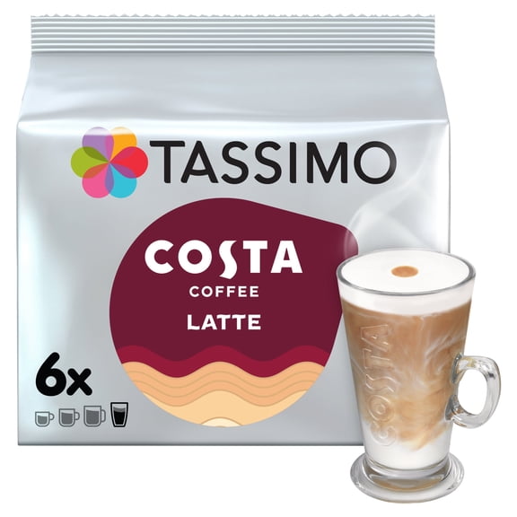 Tassimo Costa Latte 6 Pack 167.4G, Imported from Britain