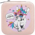 thumbnail image 3 of Coolnut Travel Jewelry Box Rainbow Unicorn Dog PU Leather Jewelry case Small Portable Jewelry Organizer Box for Rings Earrings Necklaces Bracelets（Pink） Women Gifts, 3 of 7