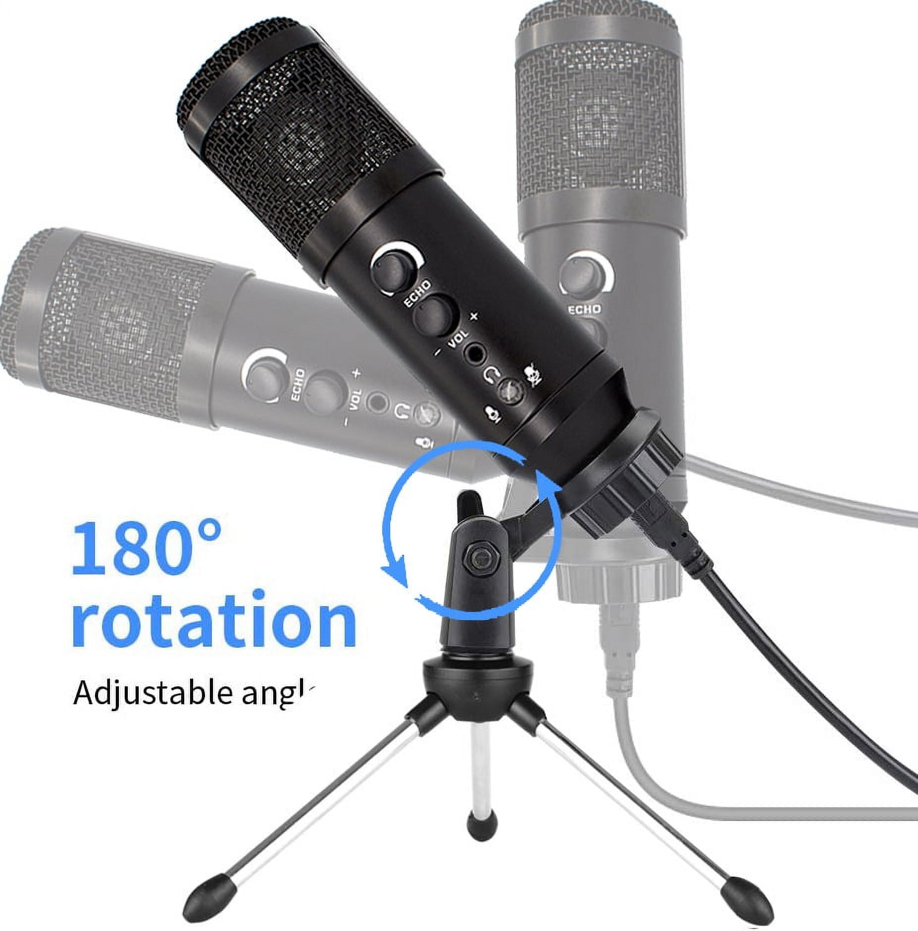 PENGXIANG USB Microphone for Computer, Professional Studio Cardioid Condenser Mic Kit Compatible with Mac PC Laptop for Skype YouTube Teaching Gaming Recording