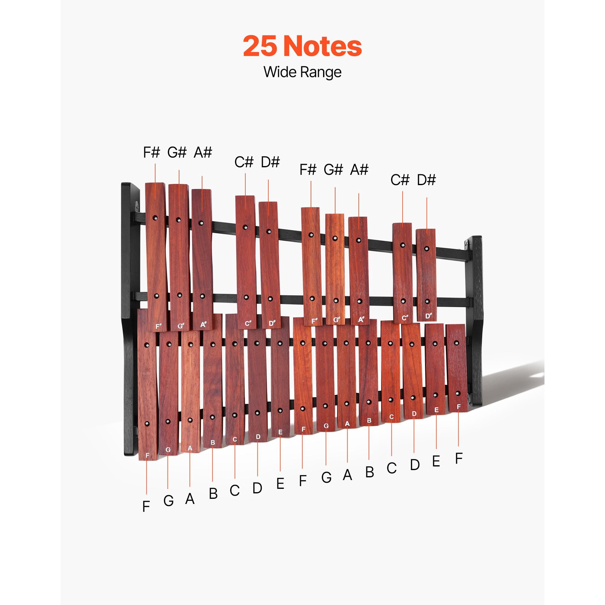 25 Notes Wooden Professional Xylophone Percussion Instrument, with 4 Mallets, Carrying Bag, Beginner Glockenspiel Musical Instrument Kit for Adults and Kids Students