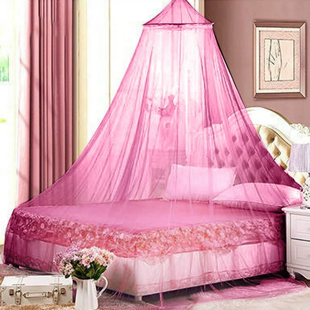 Cortina mosquitera redonda de encaje para cama, elegante color blanco