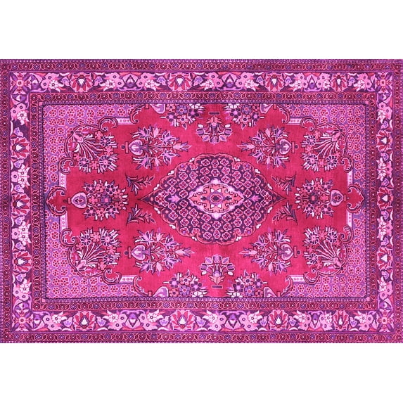 Ahgly Company Indoor Rectangle Medallion Pink Traditional Area Rugs, 5' x 7'