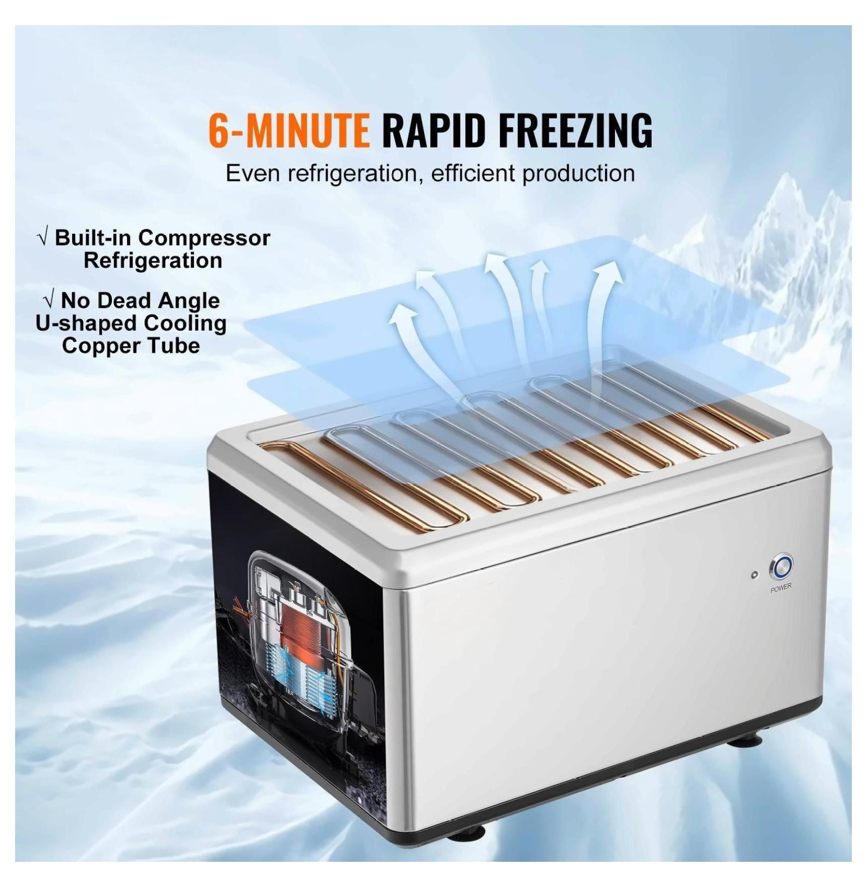 Fried Ice Cream Roll Machine, 12.6" Stainless Steel Pan Maker with Compressor & 2 Scrapers, Frozen Yogurt Ice Cream Roller for Home & Commercial Use
