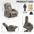 thumbnail image 6 of Sesslife Lift Recliner Chair for Adults, Electric Power Lift Recliners with Heat and Massage, Reclining Mechanism Electric Recliner with USB Port, Cup Holders, for Living Room Home, Light Brown, 6 of 8