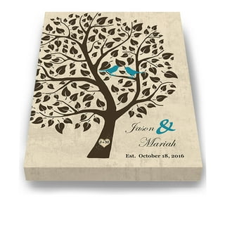 Muralmax - His & Hers Personalized Canvas Wall Art - Custom Romance Tree with Couples Names & Date - Gifts for Milestone, Newlyweds, Wedding