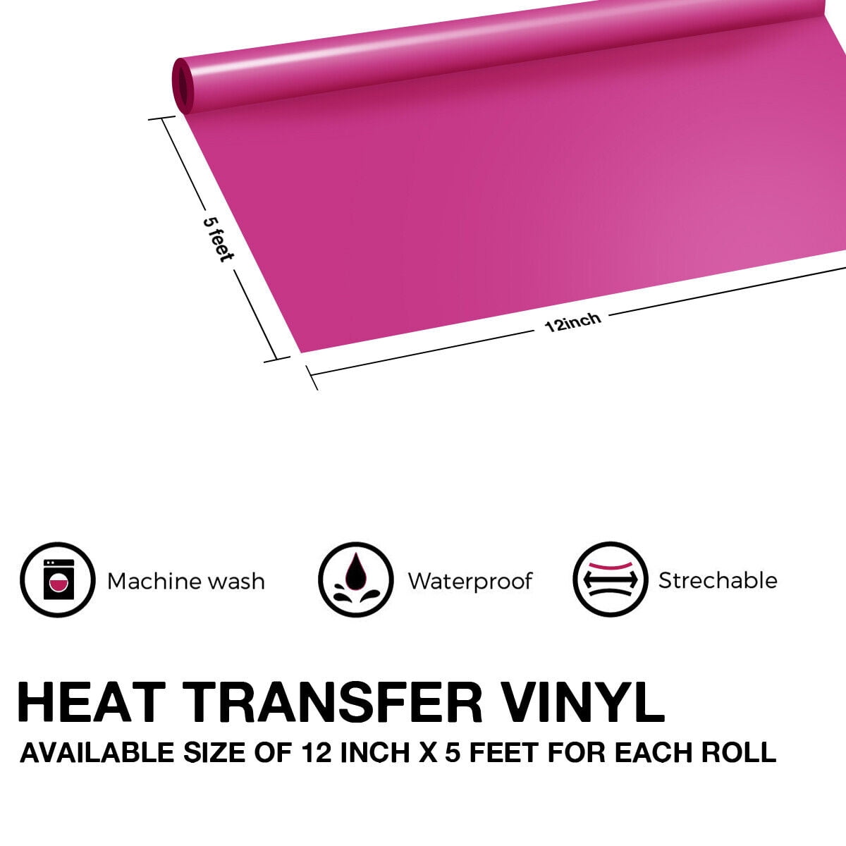 HTVRONT 12 Pack HTV Heat Transfer Vinyl Bundle, 12 x 5ft HTV Vinyl Rolls for T-Shirts, Easy to Cut & Weed