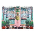thumbnail image 7 of Yayeee Kitchen Curtains Tier Pair Light Filtering 27"x24" Rod Pocket Short Cafe Window Panel, Pink Door, 7 of 7