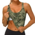 thumbnail image 4 of Haiem Green Snake Skin Pattern Womens Sports Bra - U Neck Padded Low Impact Yoga Bra Workout Crop Top Gym Moisture-Wicking Workout Vest -, 4 of 9