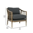 thumbnail image 5 of 33 Inch Accent Armchair, Padded Cushions, Slatted Back and Arms, Gray, 5 of 6