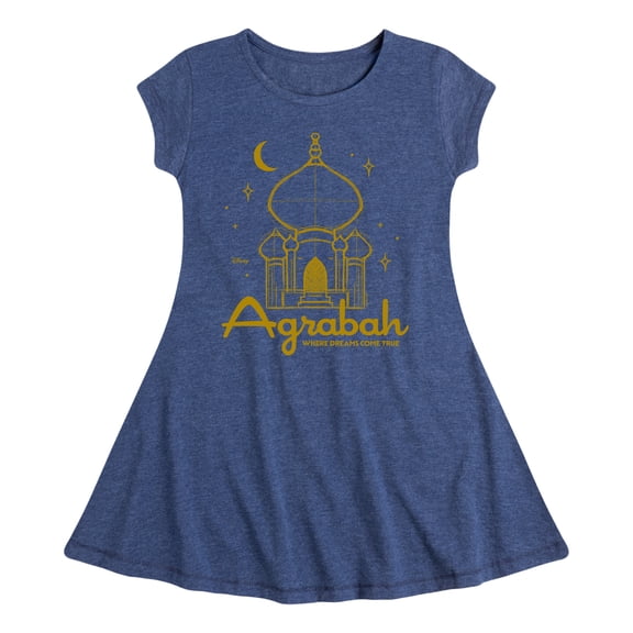 Disney - Agrabah Girls' Fit & Flair Cap Sleeve Graphic Dress