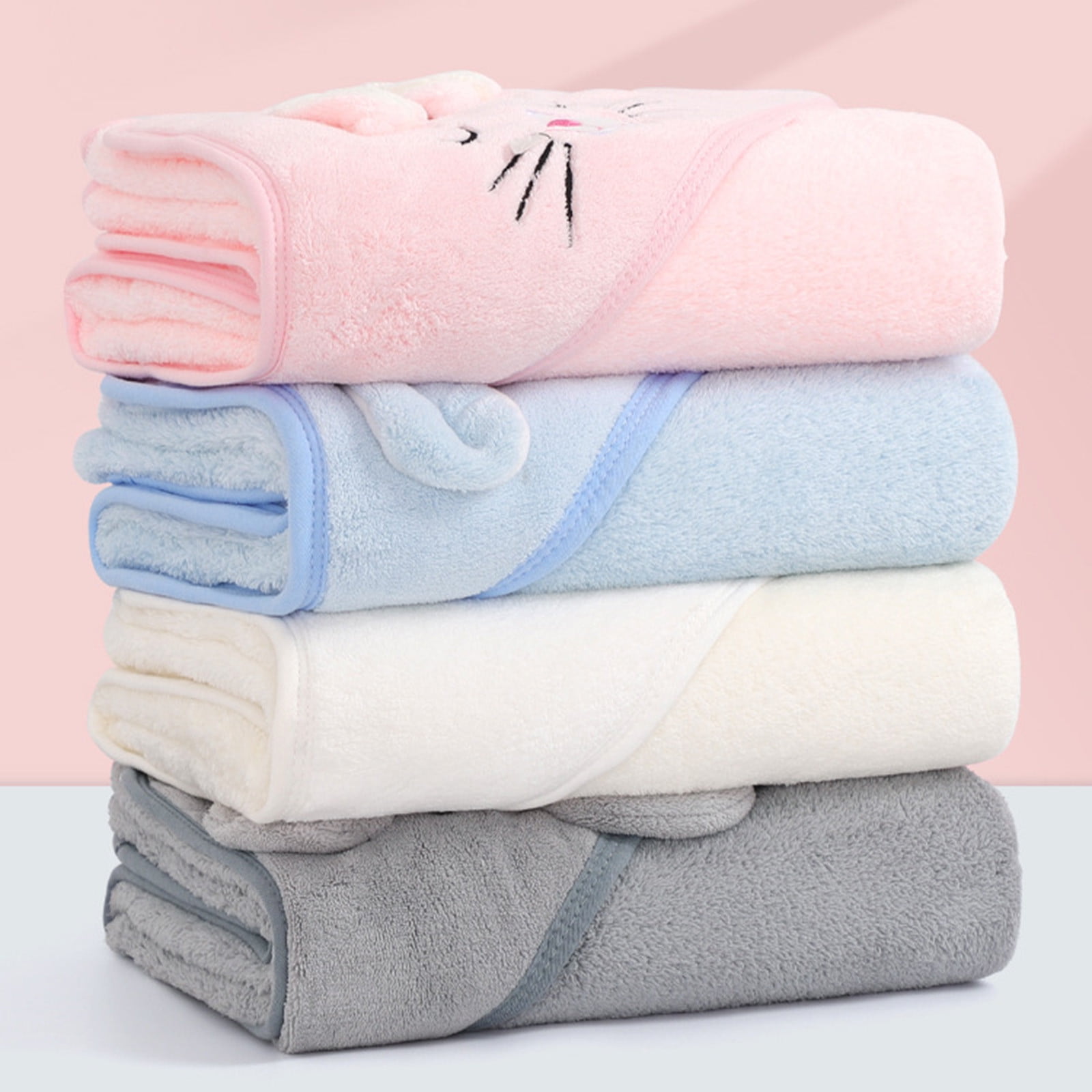 Zhuashum Baby Boys Girls Hooded Bath Towel Cartoon Bathrobe Coral Towel Shower Comfortable Shower Towel Coffee