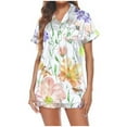 thumbnail image 2 of Sakmal Short Sleeve Womens Pajama Sets Shorts Pant Floral Satin Button Down Women'S Sleepwear, 2 of 9
