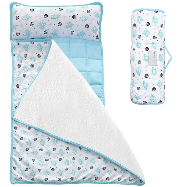 Moonsea Toddler Nap Mat with Removable Pillow and Fleece Minky Blanket
