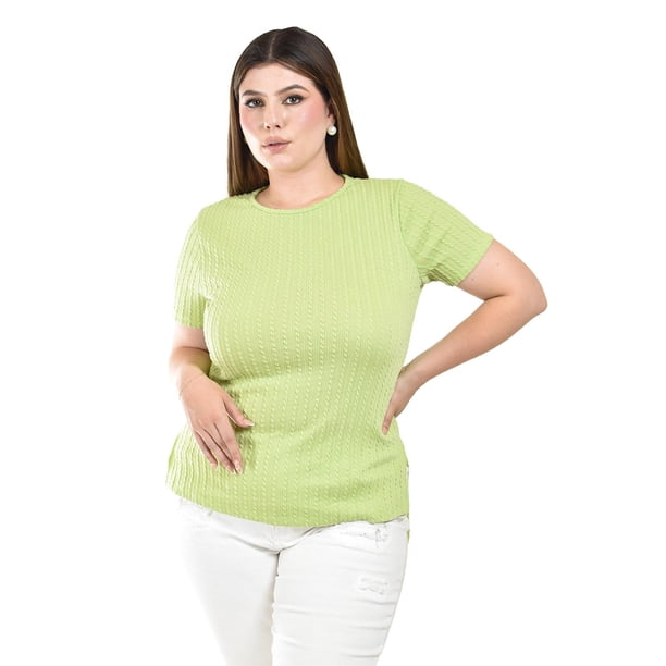 Blusa asimetrica Roman Fashion /Tallas Extras, 014 (Verde) verde 42