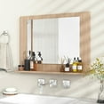 thumbnail image 5 of LOKO Bathroom Mirror with Shelf, 23.5" x 17.5" Rectangle Vanity Mirror with Exquisite Frame, Expansion Screws, Wall Mounted Horizontal Hanging Mirror for Entryway, Living Room (Natural), 5 of 18