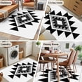 thumbnail image 5 of Black Gray Boho Runner Rug 2.7x5 FT, Non Slip Entryway Carpet, Modern Abstract Geometric Lattice Washable Soft Floor Carpet Entrance Mat Non-Shedding Throw Rug for Hallway Laundry Room Bedside, 5 of 9