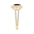 thumbnail image 3 of ANGARA Natural Split Shank Pear Ruby and Diamond Double Halo Ring in 14K Yellow Gold for Women (Size-7x5mm) | July Birthstone, Birthday, Anniversary, Jewelry Gift for Women | Natural Ruby Ring, 3 of 9