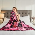 thumbnail image 3 of Breast Cancer Awareness Hopes Throw Blanket 50x60inch Black Women Breast Cancer Survivor Gifts for Women Ultra Soft Cozy Lightweight Flannel Blanket for Bed Sofa Living Room, 3 of 6