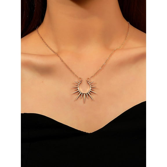 1Pcs Titanium Steel Sun Pendant Necklaces for Women Sun Pendants Decoration Light Gold Charm Necklace for Birthday Festival Elegant Gifts DIY Personalized Jewelry 18.90 inch(48cm)