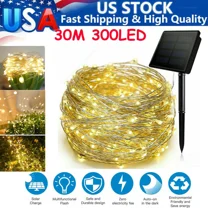 Solar Fairy String Light 300Led 98Ft Copper Wire Waterproof Garden Decor Outdoor