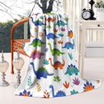 thumbnail image 2 of Bright Colored Dinosaur and Leaf Pattern Blanket,Comfortable Soft Lamb Wool Throw Blanket,All Season,Warm Lightweight Blankets for Sofa Bed Couch Living Room Chair,60"x80", 2 of 4