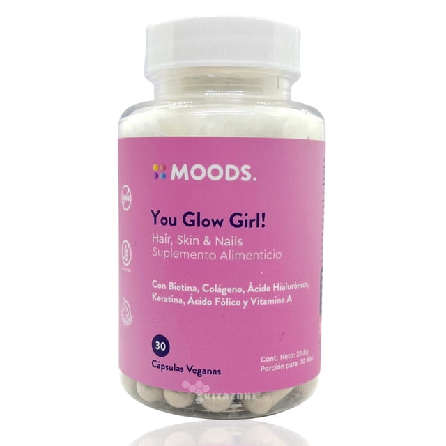 Biotina Colágeno Ácido Hialuronico Keratina 30 caps veganas Moods Moods MOODSYOUGLOWGIRL