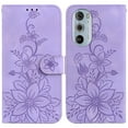 thumbnail image 2 of Compatible with Motorola Moto Edge 30 Pro Embossed Lily Wallet Case with Card Holder PU Leather Flip Cover, 2 of 5