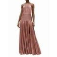 thumbnail image 3 of Vestido Plisado Elegante Sin Mangas con Cuello Halter, Abertura y Lazo Metálico de Lujo para Mujer Rosa XL, 3 of 8