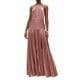 thumbnail image 3 of Vestido Plisado Elegante Sin Mangas con Cuello Halter, Abertura y Lazo Metálico de Lujo para Mujer Rosa XL, 3 of 8