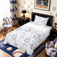 thumbnail image 3 of meiyoeat Sport Basketball Twin Sheets 3pcs,Ball Game Bedding,White Navy,1 Flat Sheet, 1 Fitted Sheet and 1 Pillowcase, 3 of 6