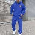 thumbnail image 2 of ZHOUCHANKIDS Men's Valentine's Day Graphic Casual Pullover Hoodie and Sweatpants Matching Couples Outfit Set Blue L, 2 of 4