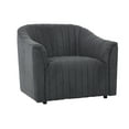 thumbnail image 2 of EXTRA COMFY Performance Velvet Channel Tufted Armchair - Dark Gray, 2 of 12
