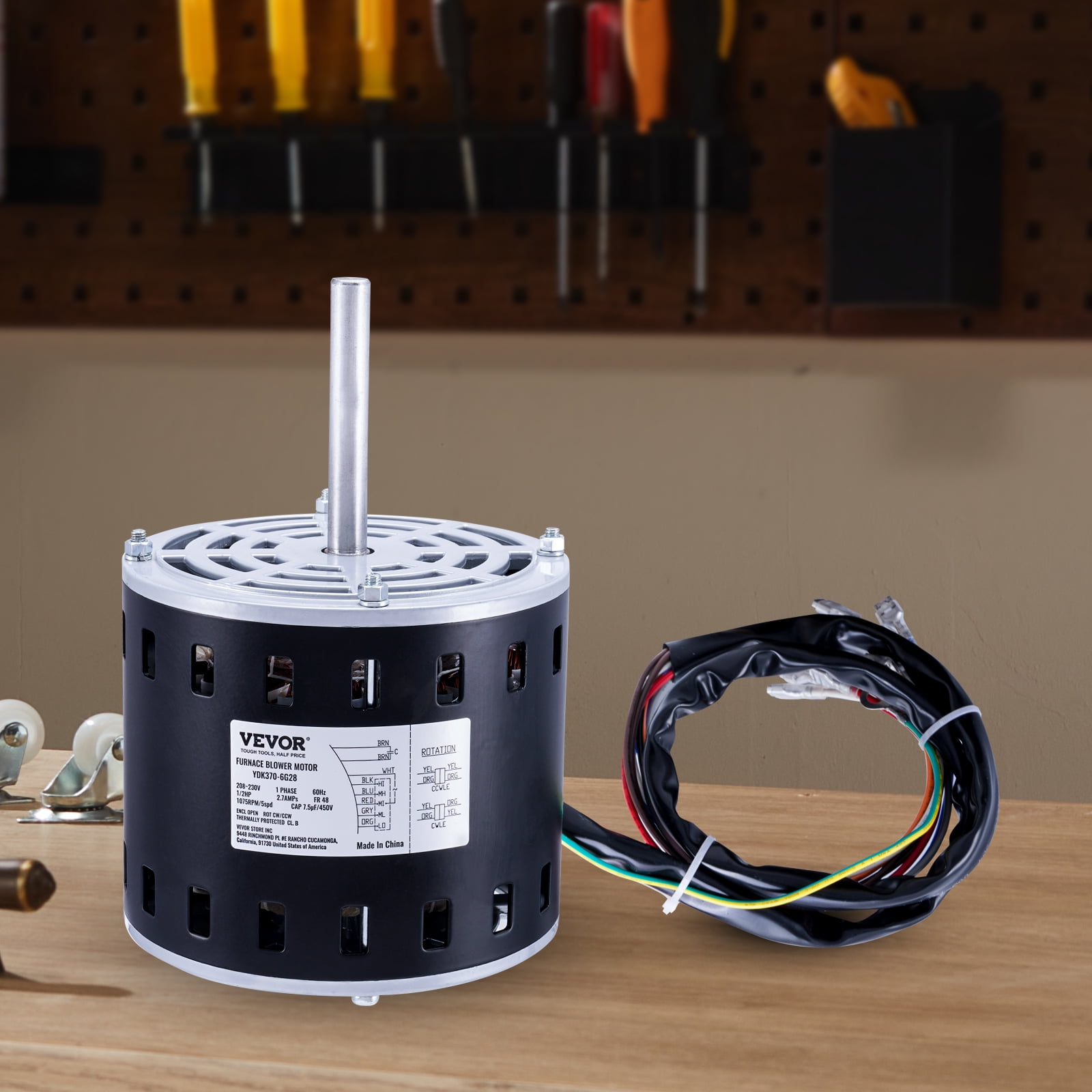 BENTISM 1/2HP Furnace Blower Motor 208230V 2.7A 1075RPM 5 Speeds CW