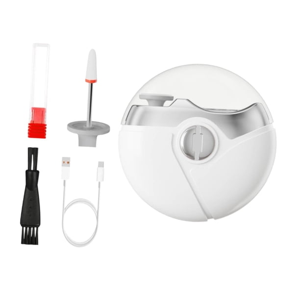 Cortauñas eléctrico portátil de bolsillo 3 en 1, herramienta compacta para uñas, dos velocidades. blanco