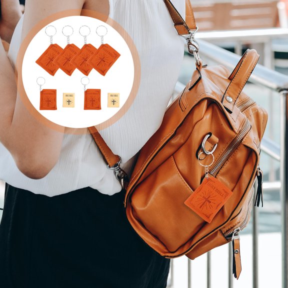 MLINS 6Pcs Miniature Bible Keychain Small Holy Bible Keyring Religious Keychain Souvenir Gift