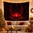 thumbnail image 3 of Ornate Lantern Beneath a Red Crescent Moon and Carved Pumpkins, Eerie Gothic for Halloween Fans, Lantern Moon Art, Halloween Gift, Tapestry Wall Hanging for Bedroom and Den, 3 of 7