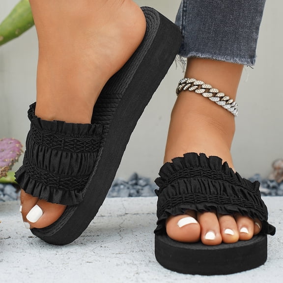YOUYEDIAN Orthopedic Sandals for Women Arch Support Flat Wedge Sandals Wide Width Slip on Non Slip Orthopedic Slippers Beach New Foam Shoes