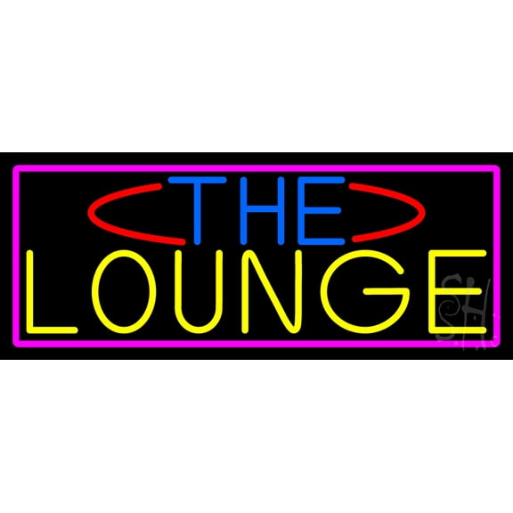 The Lounge With Pink Border LED Neon Sign 13 x 32 - inches, Clear Edge Cut Acrylic Backing, with Dimmer - Bright and Premium built indoor LED Neon Sign for Bar decor.