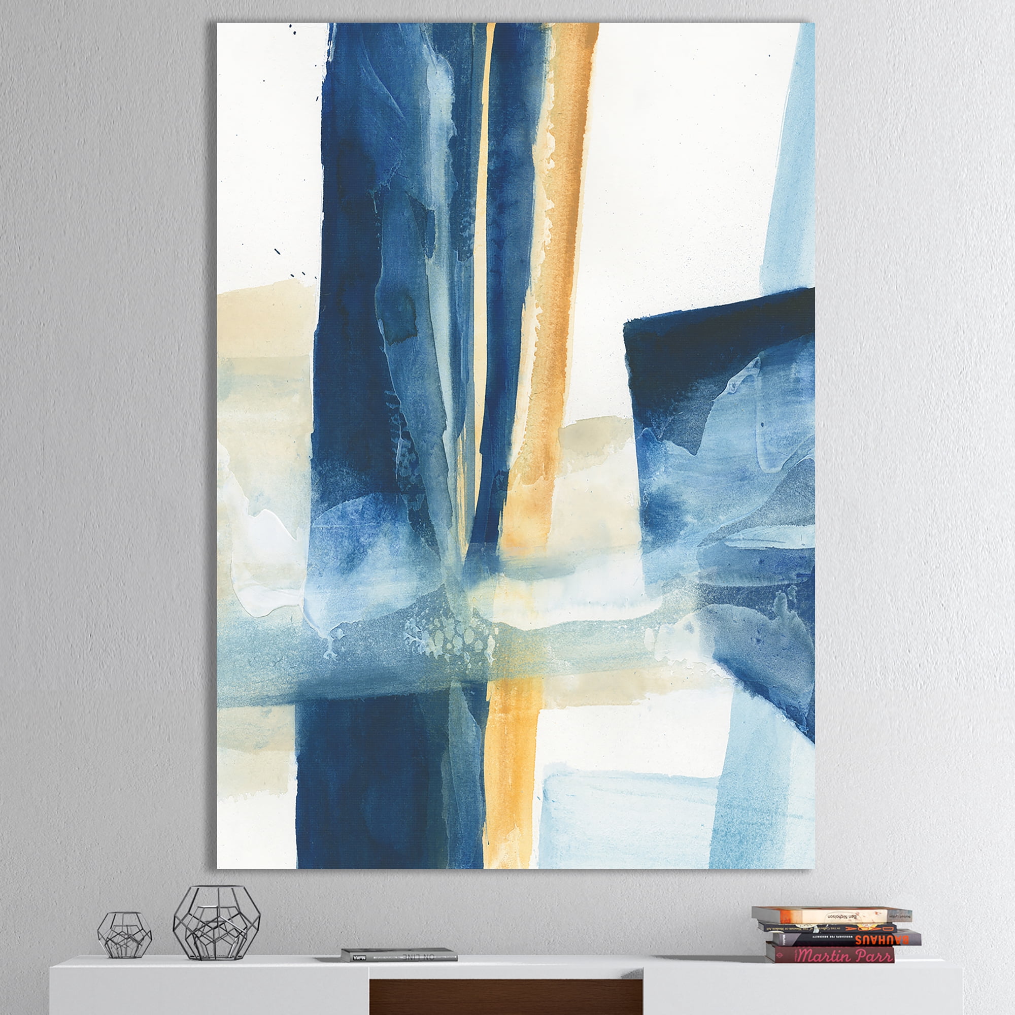 Designart 'Indigo Panel IV' Glam Modern gallery-wrapped Canvas