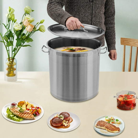 20QT Cooking Pot Set 14.8*13.8in Stainless Steel Soup Pot Draining Bucket with Lid