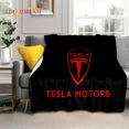 thumbnail image 3 of Manta de franela suave con el logotipo del coche Tesla impresa en 3D para camas, dormitorios, sofás, picnics, manta para cubrir la siesta al aire libre, regalo, 3 of 5