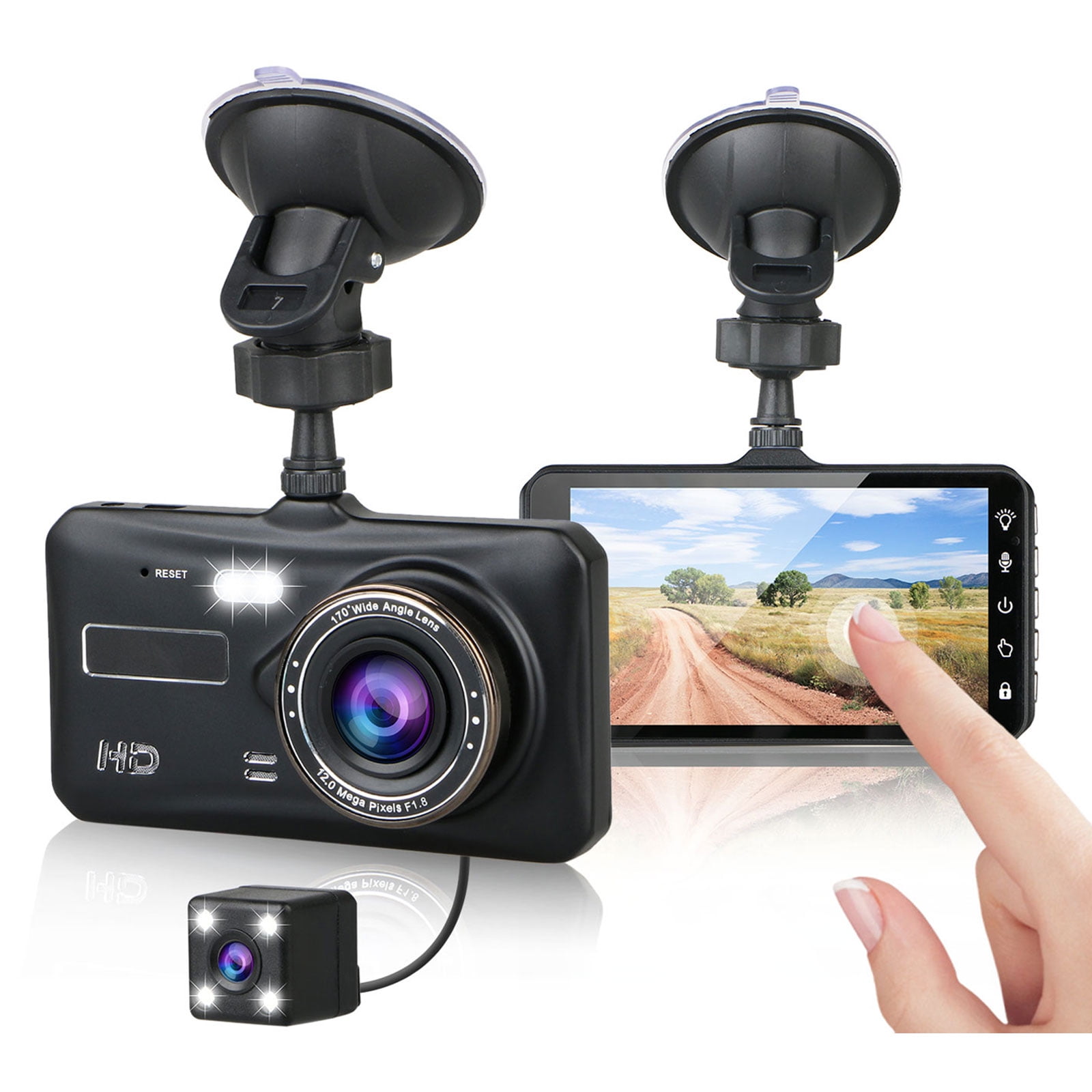 4.0'' HD 1080P Touch Screen Dual Lens Car DVR LCD Dash Cam G-sensor Night Vision 