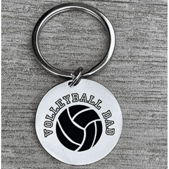 Volleyball Dad Keychain, Stainless Steel Volleyball Player Father Keychain, Gift for Volleyball Parents