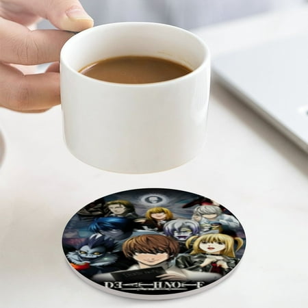 

Death Note Ceramic Coasters 4 Pcs These coasters are perfect for decorating your kitchen living room bedroom or office restaurant and bar 4.1inx4.1in.