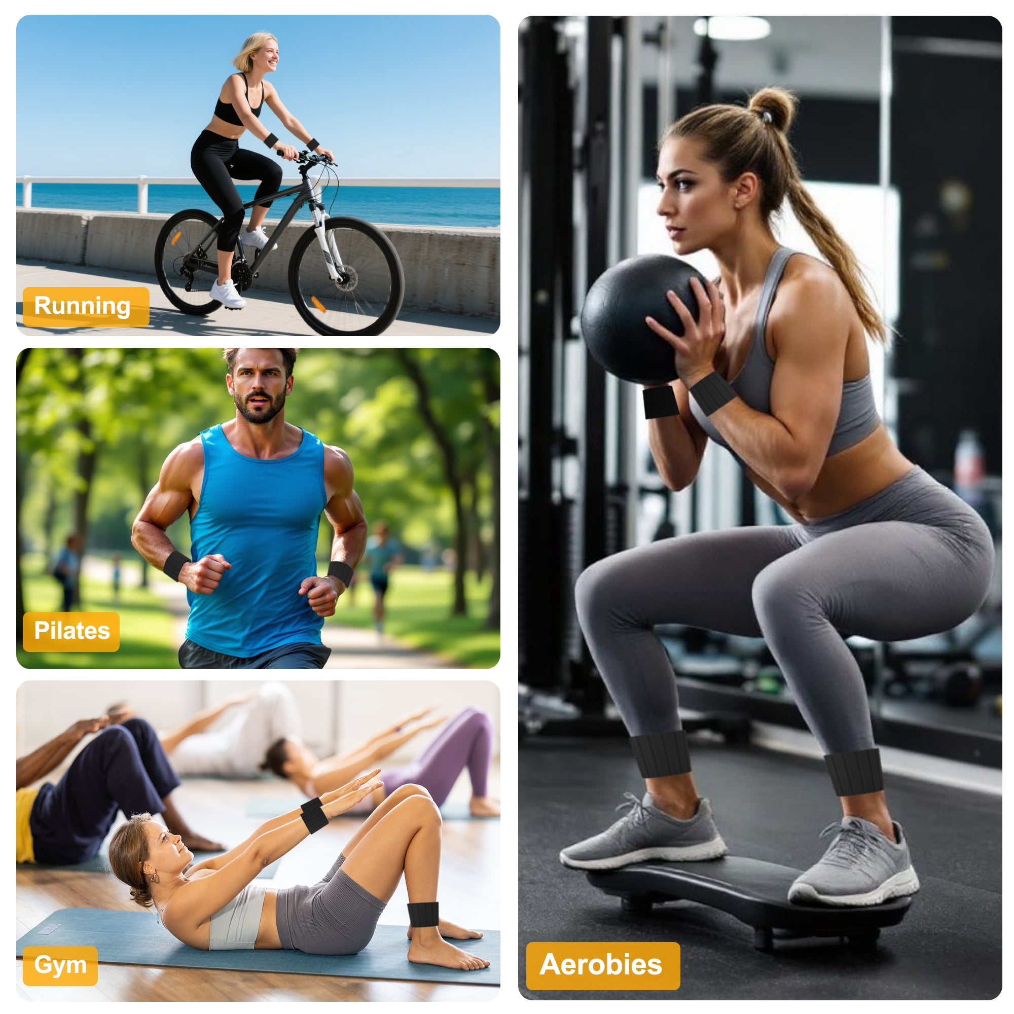 Unique Bargains Wrist Weights 1.1LB Each Stackable Magnetic Adjustable Ankle Weights for Men & Women Jogging/Yoga & More Black 1 Pair