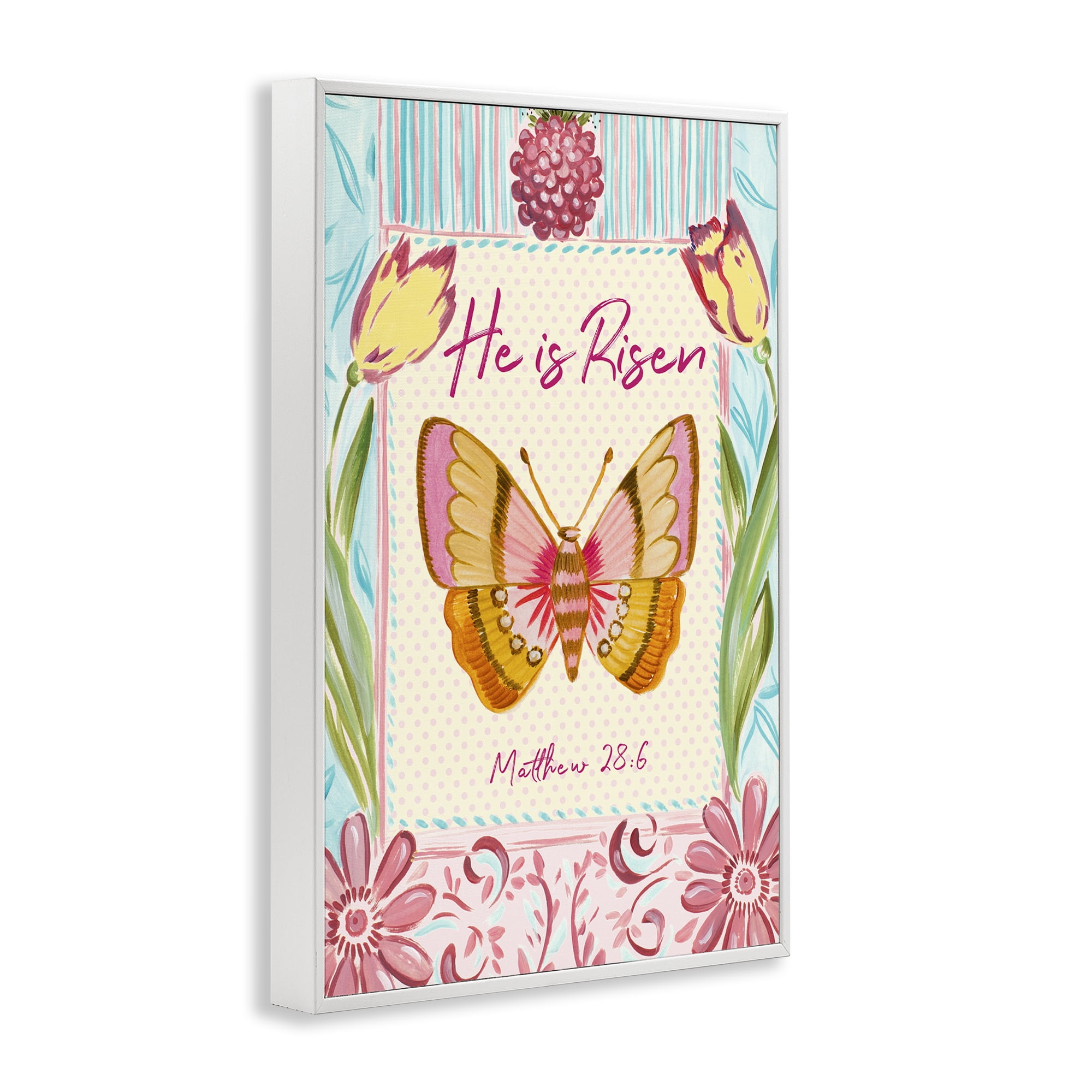 Stupell Industries He Is Risen with Butterfly White Framed Giclee Art, design by Ani Del Sol