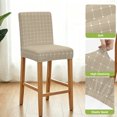 thumbnail image 4 of Taupe Gingham Bar Stool Covers - Stretch Dining Chair Covers Set of 6, Modern Minimalist Geometric Plaid Bar Chair Cover Removable Counter Stool Pub Chairs Slipcovers Protectors for Kitchen/Cafe, 4 of 9