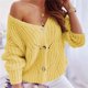 thumbnail image 2 of Gibobby Suéteres de invierno de punto Chaqueta de punto de cable grueso de manga larga con frente abierto de invierno para mujer Abrigos de suéter (Amarillo, S), 2 of 4