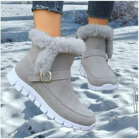 

Warm Ankle Boots Outdoor Booties Casual Plush Warm Winter Shoes Women Boots Fashion Women Thick Snow Boots